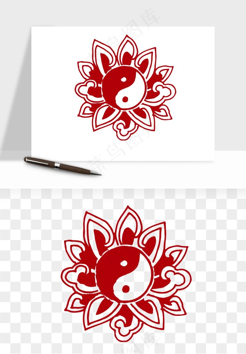 传统窗花剪纸图案png免抠