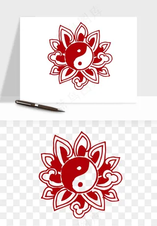 传统窗花剪纸图案png免抠