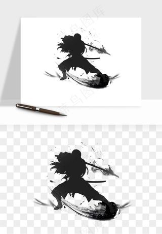 水墨江湖侠客武侠剪影png免抠
