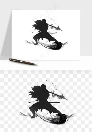 水墨江湖侠客武侠剪影png免抠