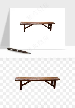 中式长椅长桌木桌png免抠