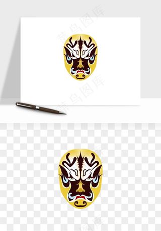 手绘戏剧脸谱卡通面具png免抠