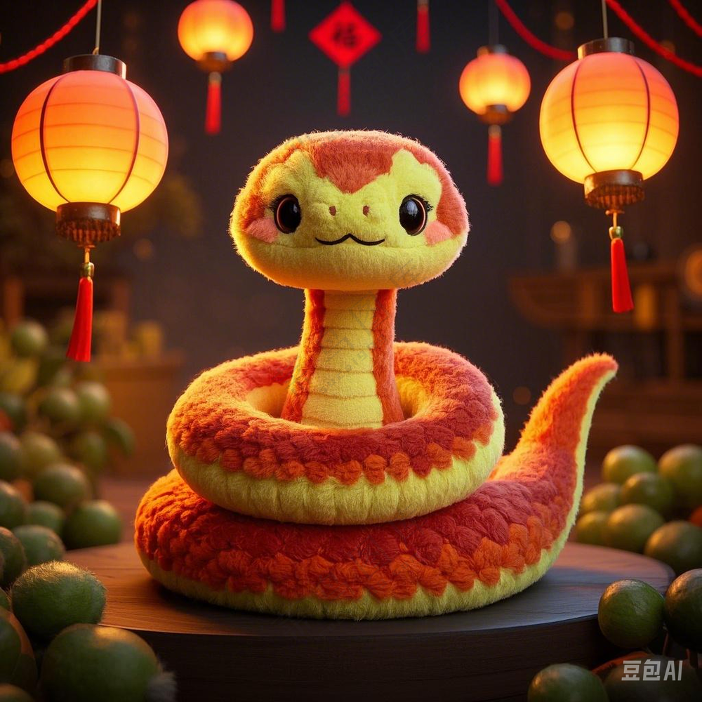 春节蛇年 可爱毛绒蛇生成 