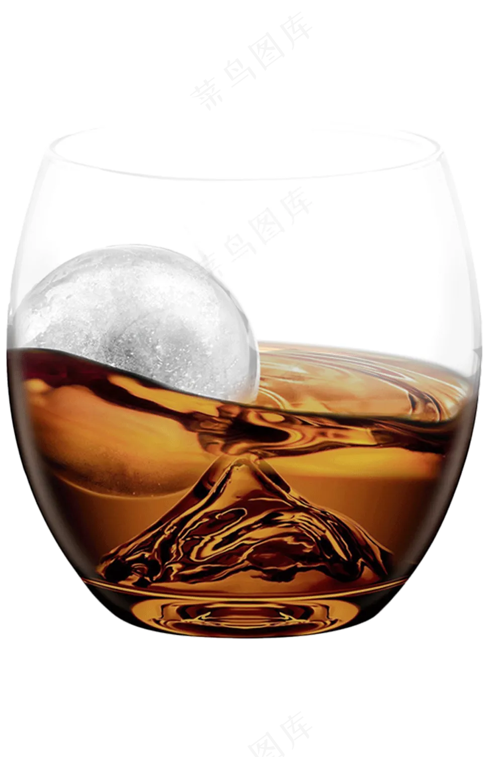 加冰球的酒杯