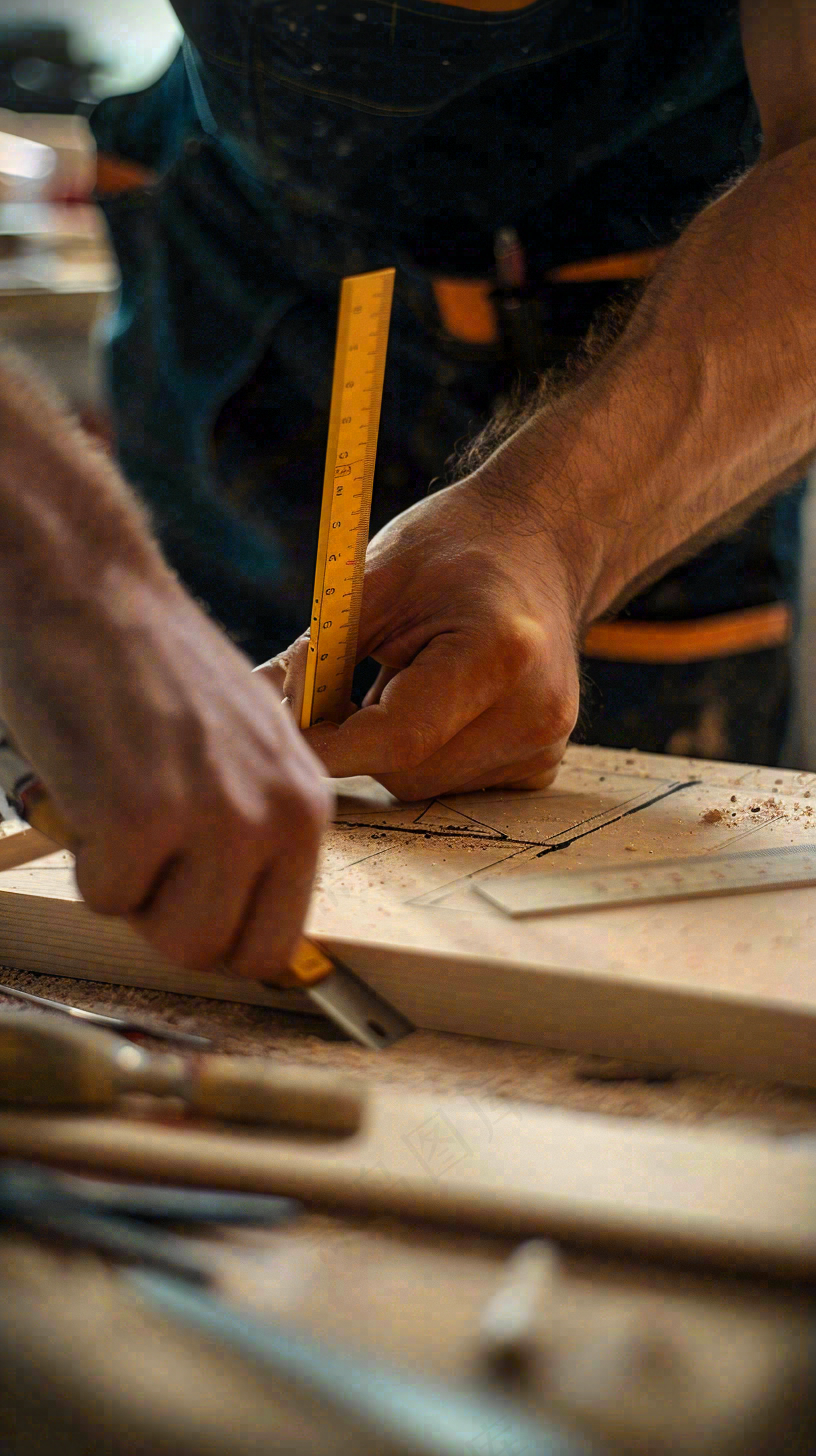 工作劳作的木工师傅辛勤劳动节摄影图