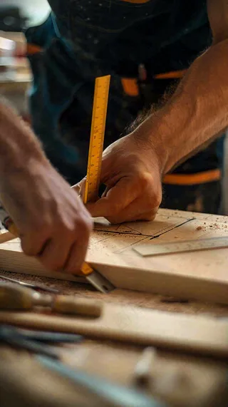 工作劳作的木工师傅辛勤劳动节摄影图