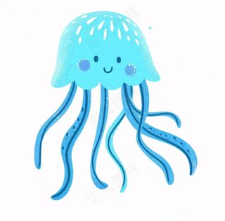 水母海洋动物卡通插画免抠