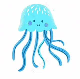 水母海洋动物卡通插画免抠