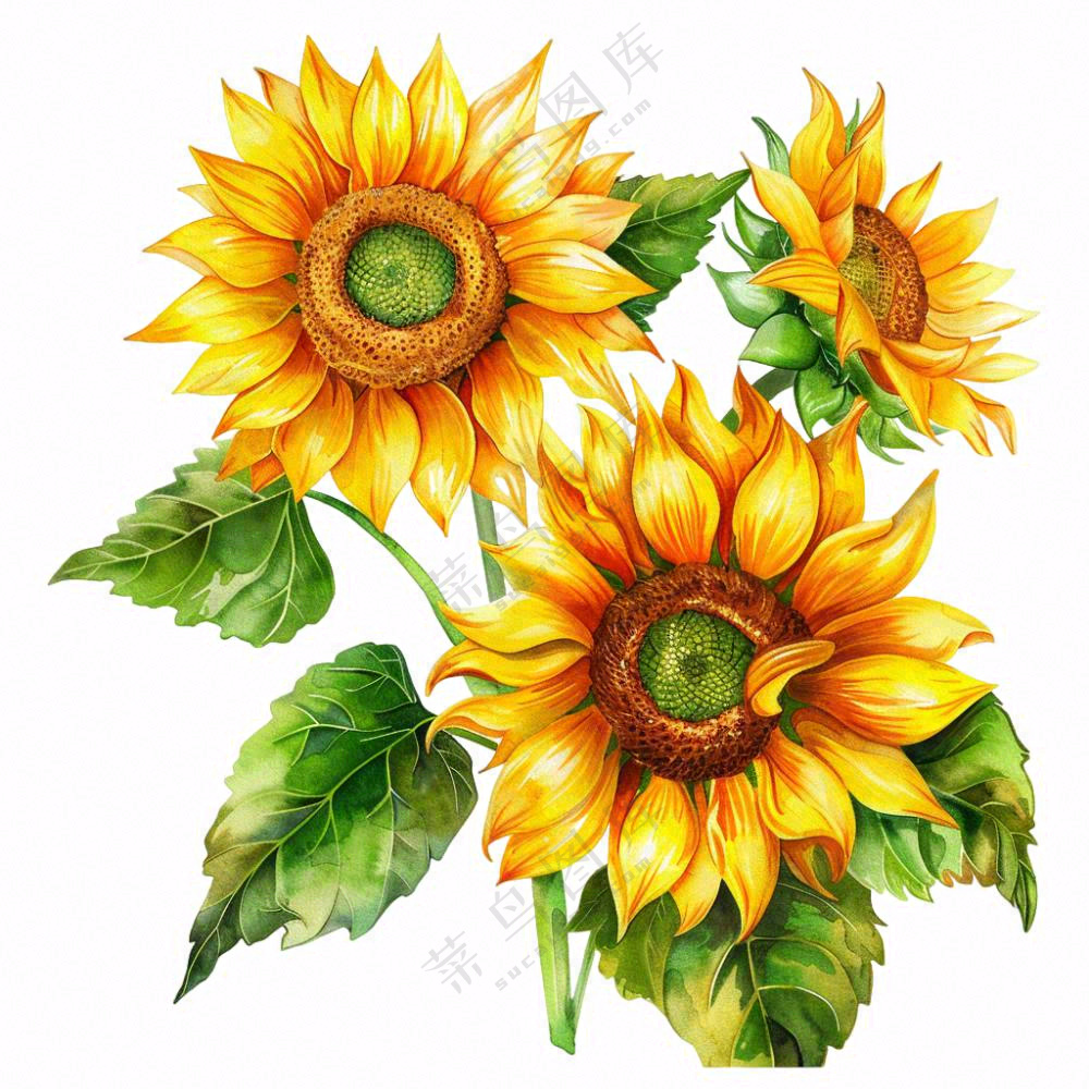 向日葵太阳花花朵插画免抠
