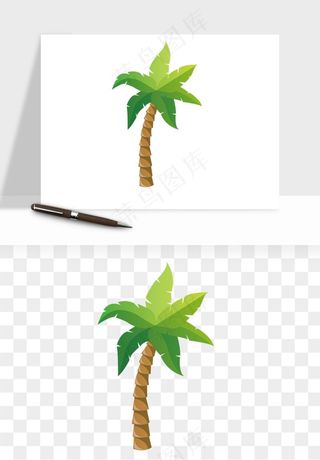 卡通沙滩椰子树png免抠