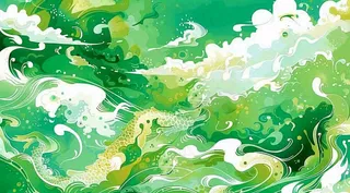 端午节水浪花绿色创意插画背景