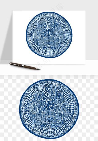 青花瓷花纹花卉图案png免抠