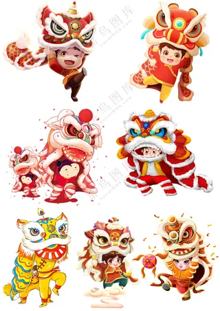 过年舞狮子醒狮开业喜庆元素大合集