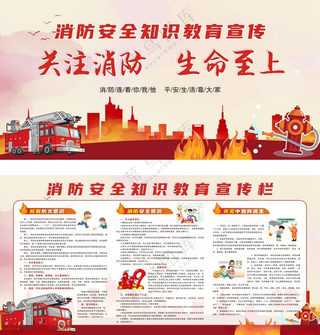 消防安全知识教育宣传栏消防知识消防进企业海报