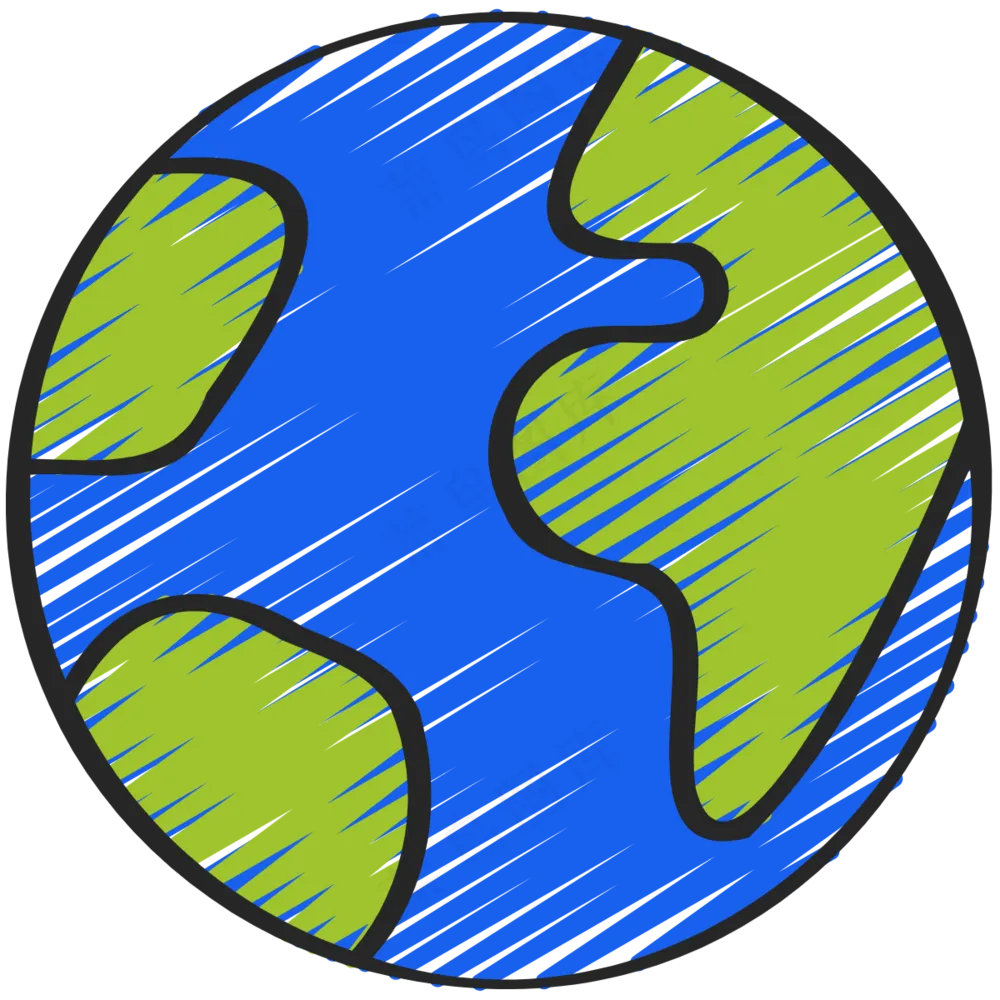地球 铅笔手绘图标 icon