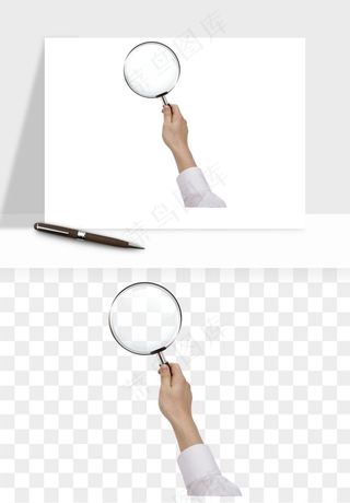 手绘放大镜镜片png免抠