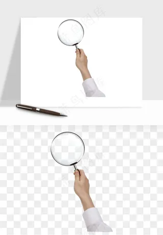 手绘放大镜镜片png免抠