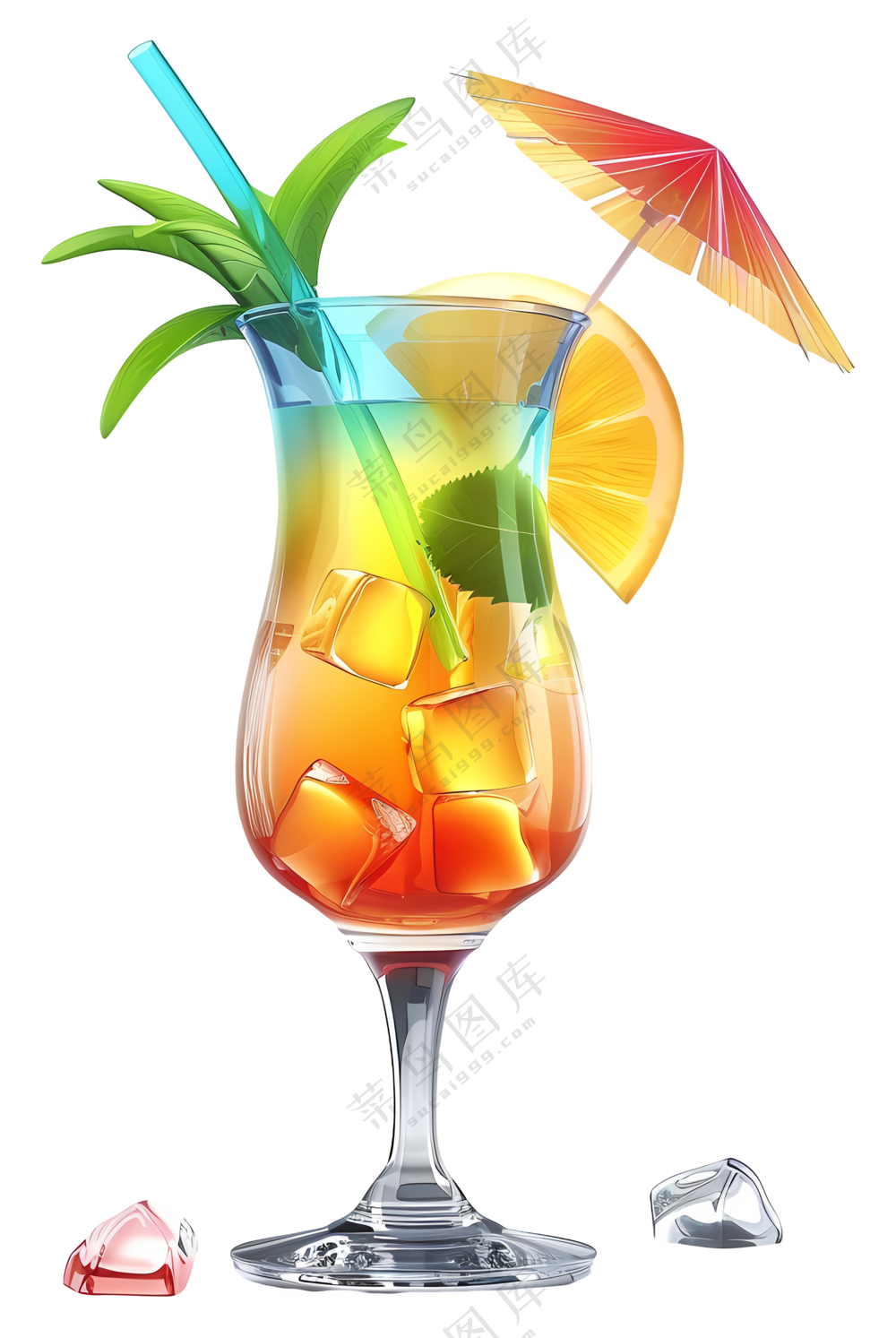 带雨伞的热带鸡尾酒