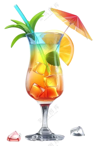 带雨伞的热带鸡尾酒