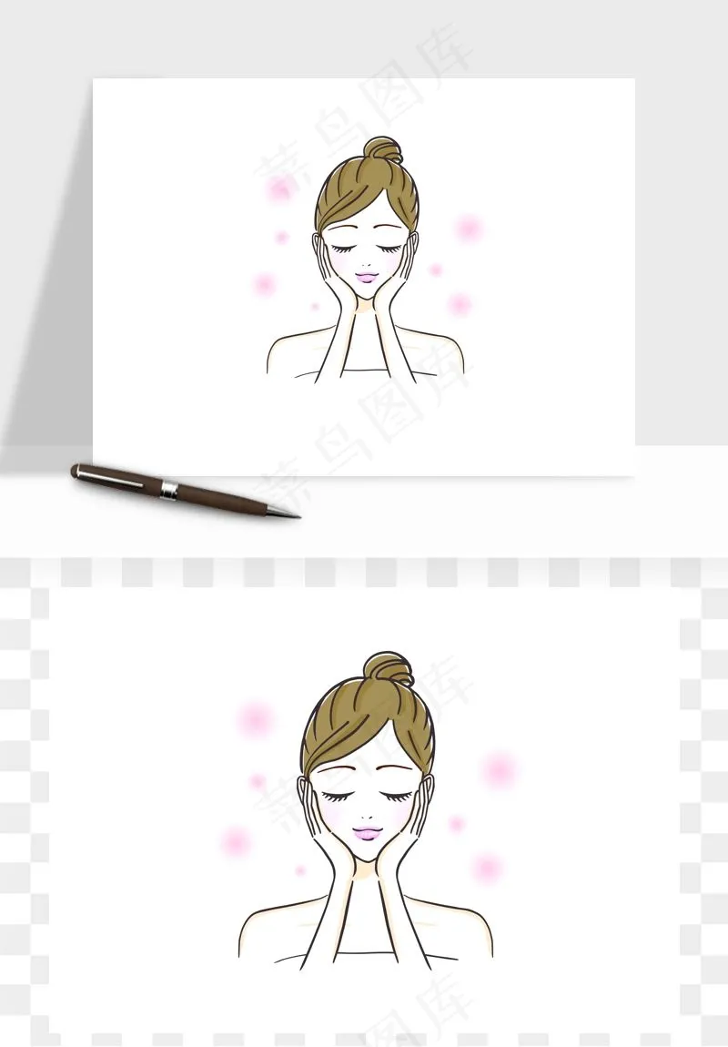 手绘面部人物护肤矢量