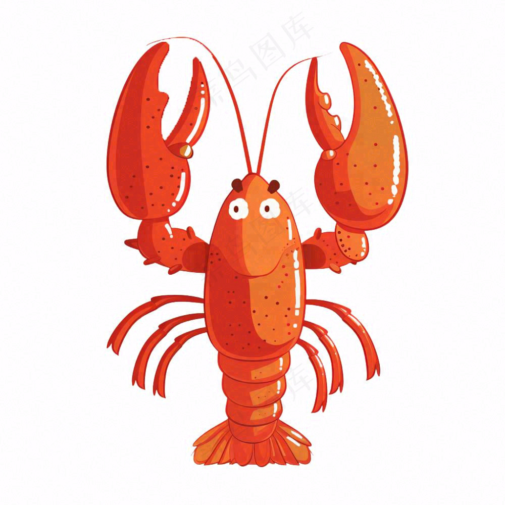 大龙虾海洋海鲜卡通插画免抠