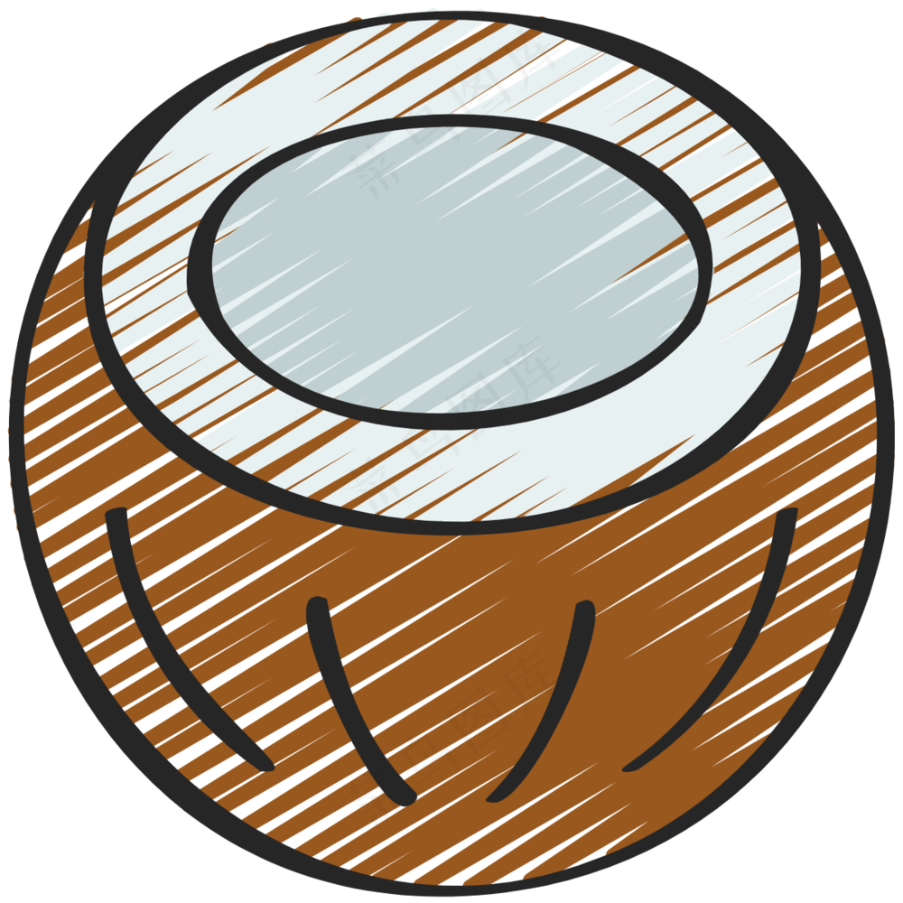 椰子 coconut 绿色健康食品 铅笔手绘图标icon