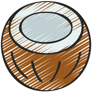 椰子 coconut 绿色健康食品 铅笔手绘图标icon