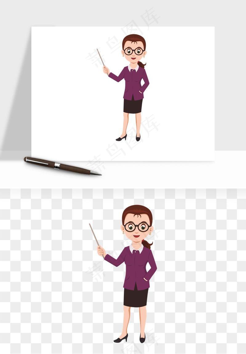 手绘教师讲课png免抠