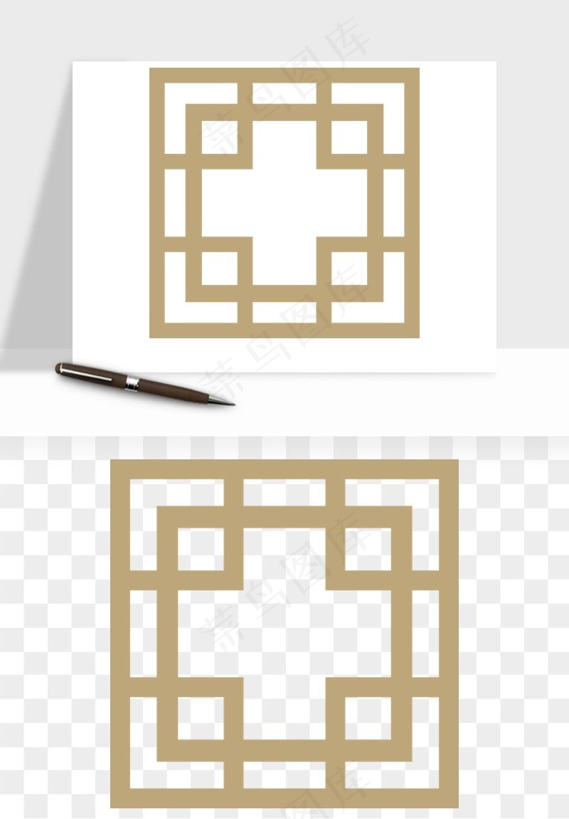 中式镂空古典图案png免抠