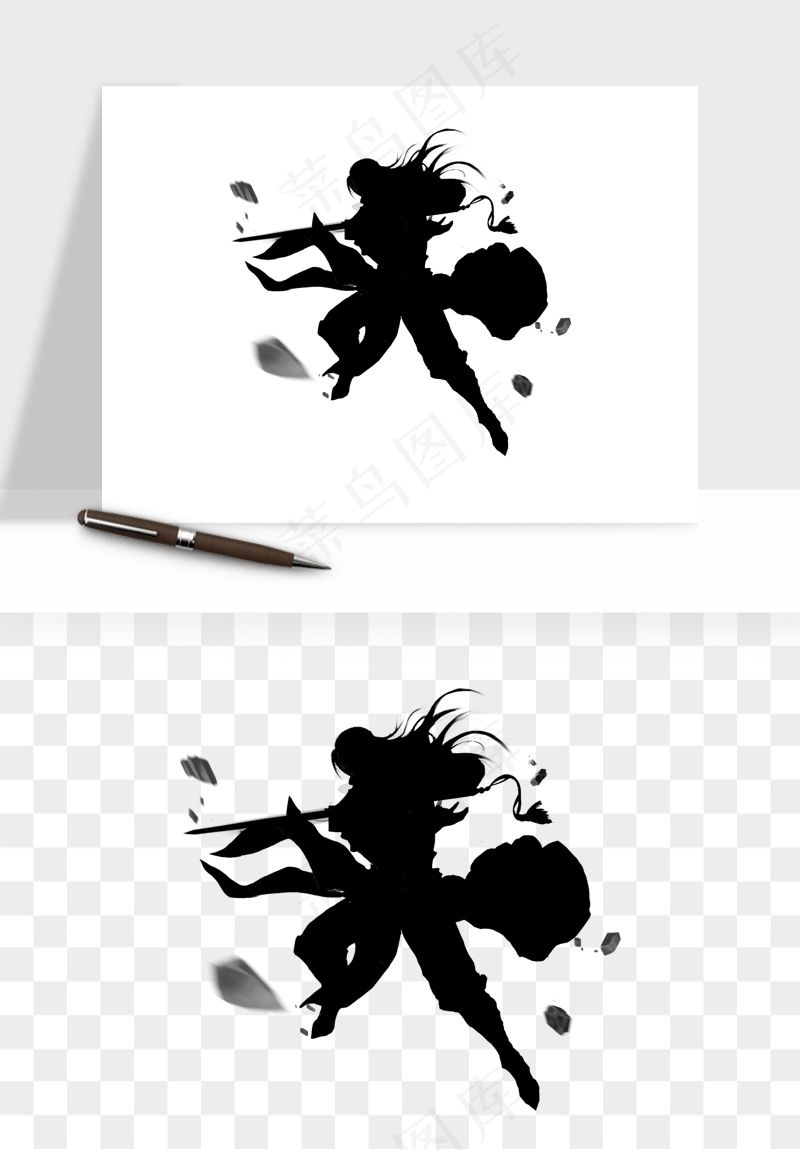 水墨江湖侠客武侠剪影png免抠