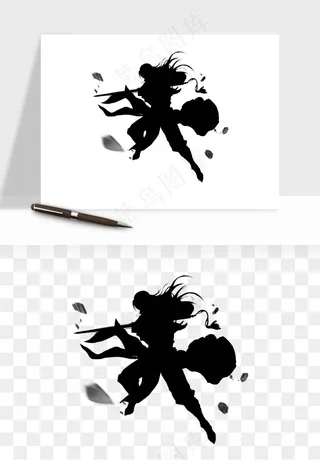 水墨江湖侠客武侠剪影png免抠