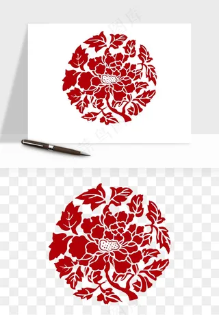 传统窗花剪纸图案png免抠