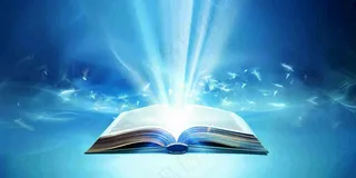 翻开的书本知识海洋阅读教师节蓝色背景
