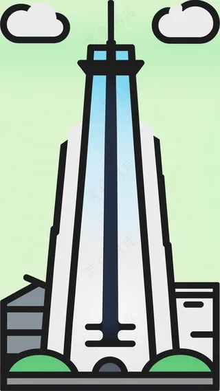 现代摩天大楼 抽象粗线条简笔风景画