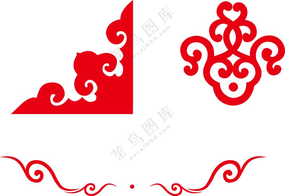 红色古典传统装饰边框图案免抠素材