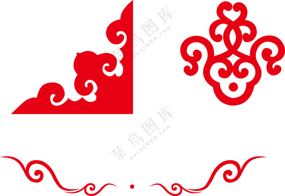 红色古典传统装饰边框图案免抠素材
