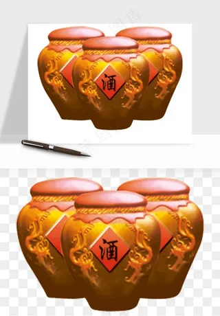 酒坛酒瓶酿酒酒缸png免抠