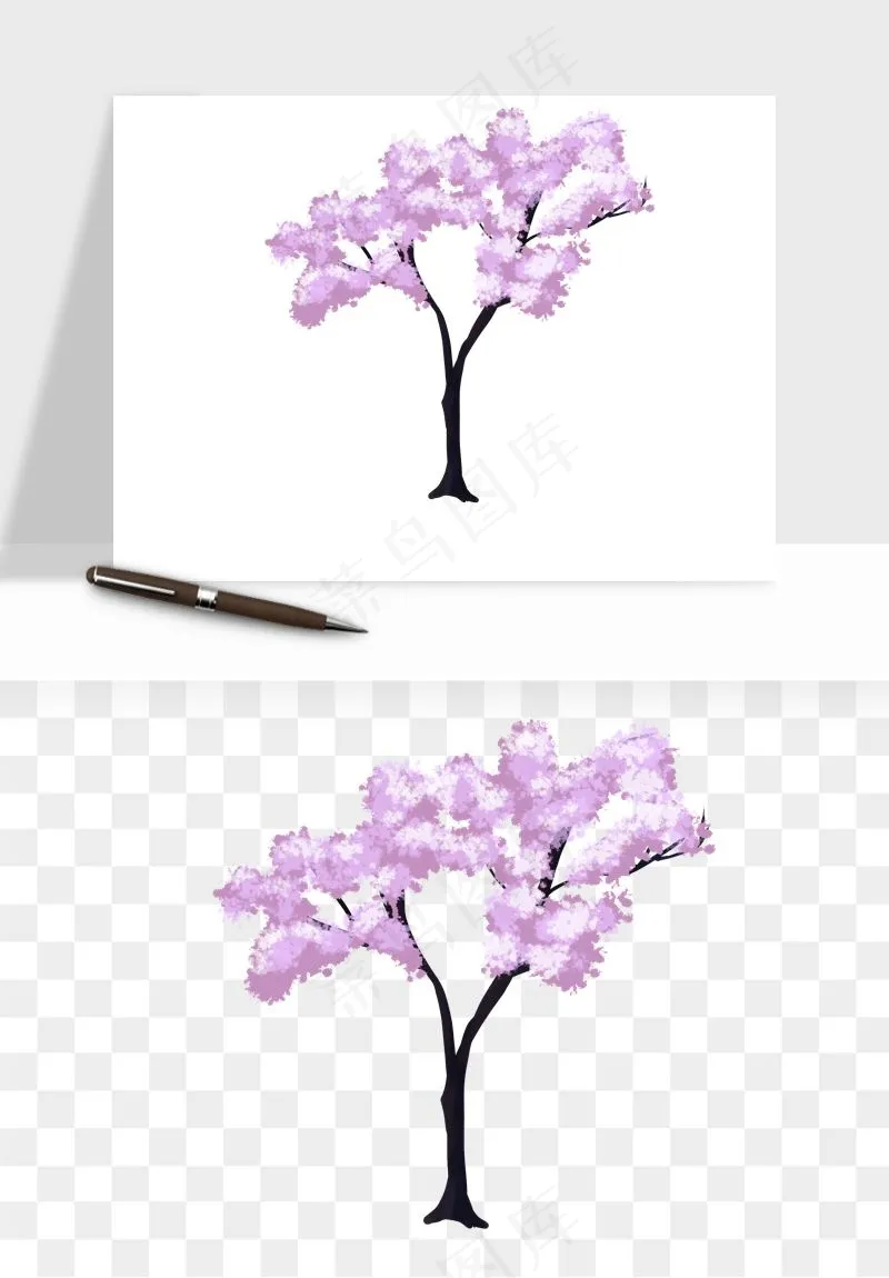 手绘浪漫花树桃花树png免抠