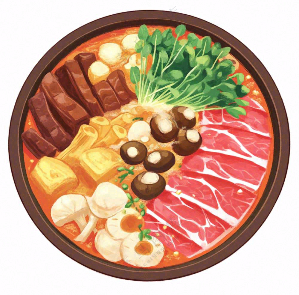 麻辣烫火锅烫菜美食插画免抠