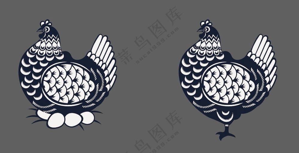 母鸡线稿矢量
