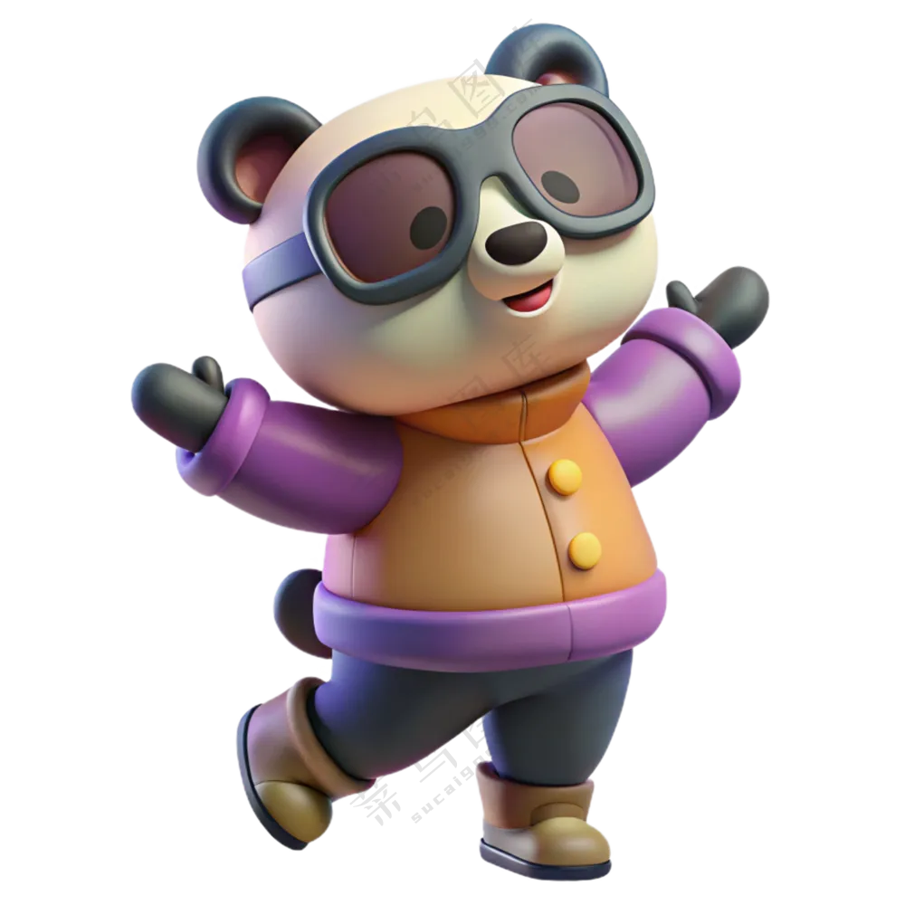 动物3D立体戴眼镜开心跳舞熊猫2