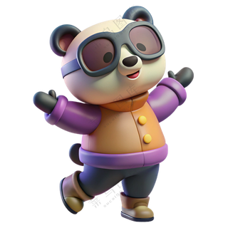 动物3D立体戴眼镜开心跳舞熊猫2