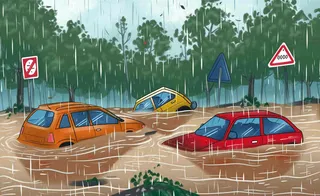 洪水自然灾害防洪预警摄影图