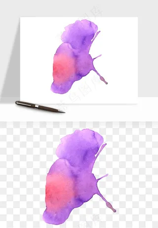 水彩泼墨涂鸦墨迹元素png免抠