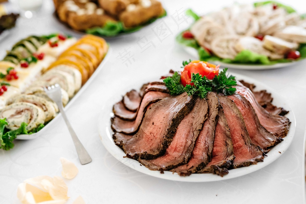 牛排, 牛肉,_鱼片 切片, 美味, 晚餐, 课程, 菜, 酱汁, 餐