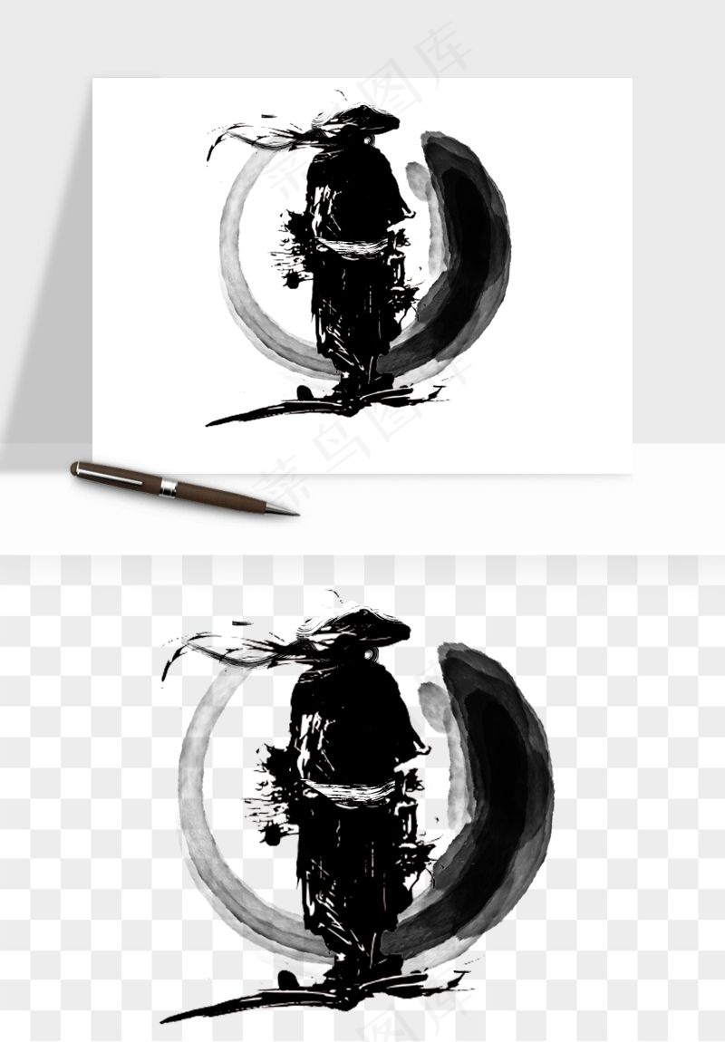 水墨江湖侠客武侠剪影png免抠