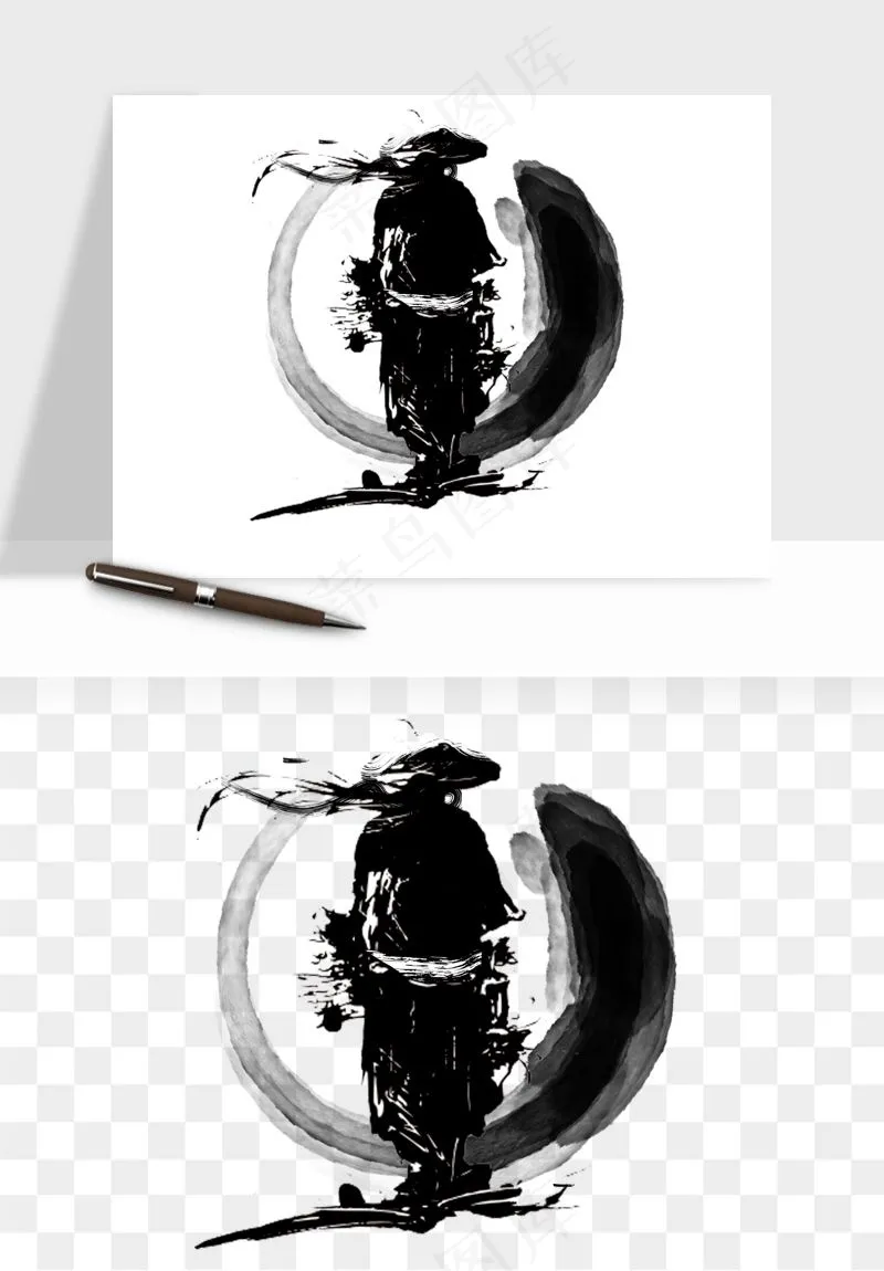 水墨江湖侠客武侠剪影png免抠