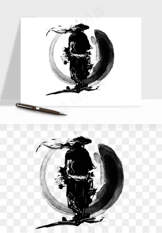 水墨江湖侠客武侠剪影png免抠