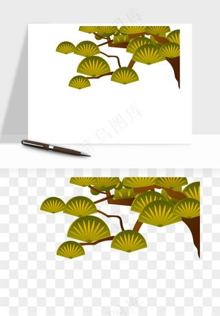 国潮松树松枝松叶png免抠