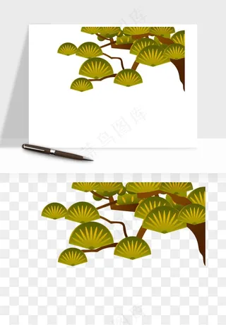国潮松树松枝松叶png免抠